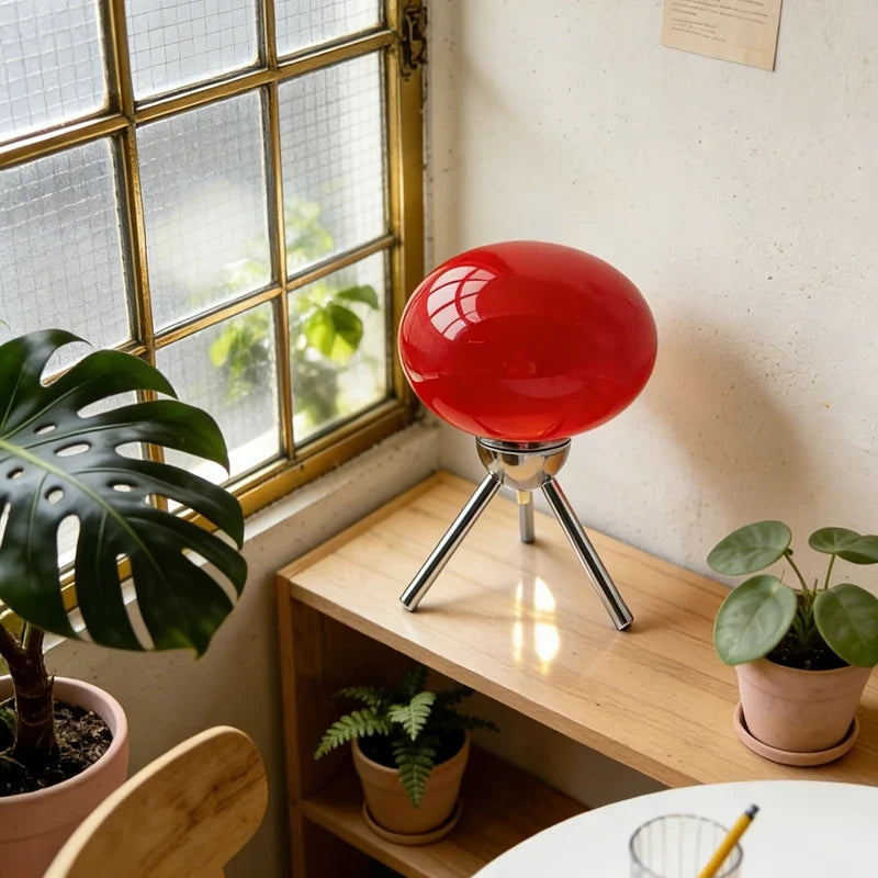 Bauhaus Mid-Century Glass Mushroom Table Lamp Nordic Ins Girls Style Retro Modern Bedroom Bedside Ambient Decor Light-Letifly Lights and Decor