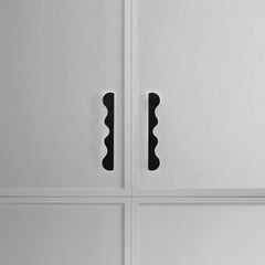 Brass Wave Shape Cabinet Handles Modern Drawer Pulls Gold/Black Furniture Handles for Kitchen Wardrobe Door-Letifly Lights and Decor