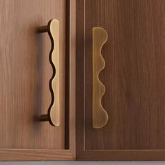 Brass Wave Shape Cabinet Handles Modern Drawer Pulls Gold/Black Furniture Handles for Kitchen Wardrobe Door-Letifly Lights and Decor