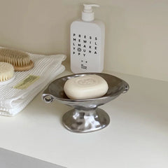 1Pc Ceramic Double-Ear Soap Dish, Vintage Double-Ear Soap Dish with High Stand, Suitable for Home Decoration, Bathroom Soap Storage, Kitchen Storage, Entryway Jewelry Storage, Gift Giving-Letifly Lights and Decor