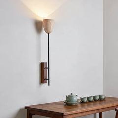 American Retro Style Wall Lamp Natural Stone E27 Bulb For Living Room Bedroom Hotel Wood Base Home Decor Sconce-Letifly Lights and Decor