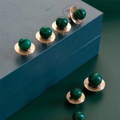 Luxury Natural Stone + brass Knobs Cabinet Knob Handle Dresser Knobs Drawer Pulls Elegant Green Furniture Hardware-Letifly Lights and Decor