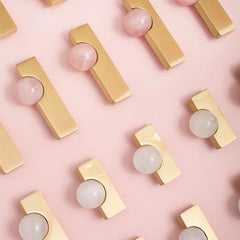 New Light Luxury Cabinet Door Handle High End Brass Wardrobe Handle Natural Crystal Ball Shoe Cabinet Drawer Long Handle-Letifly Lights and Decor