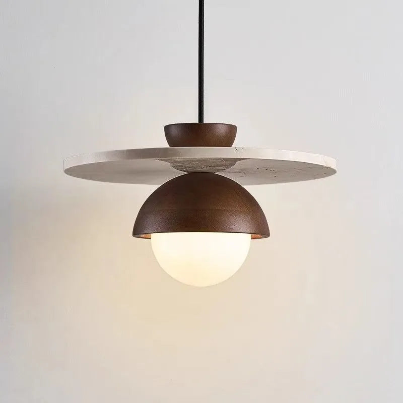 Scandinavian Modern Walnut Wood LED Pendant Light Creative for Bedroom Bedside Ambient Lighting Lamp Ceiling Light Led Lamp-Letifly Lights and Decor
