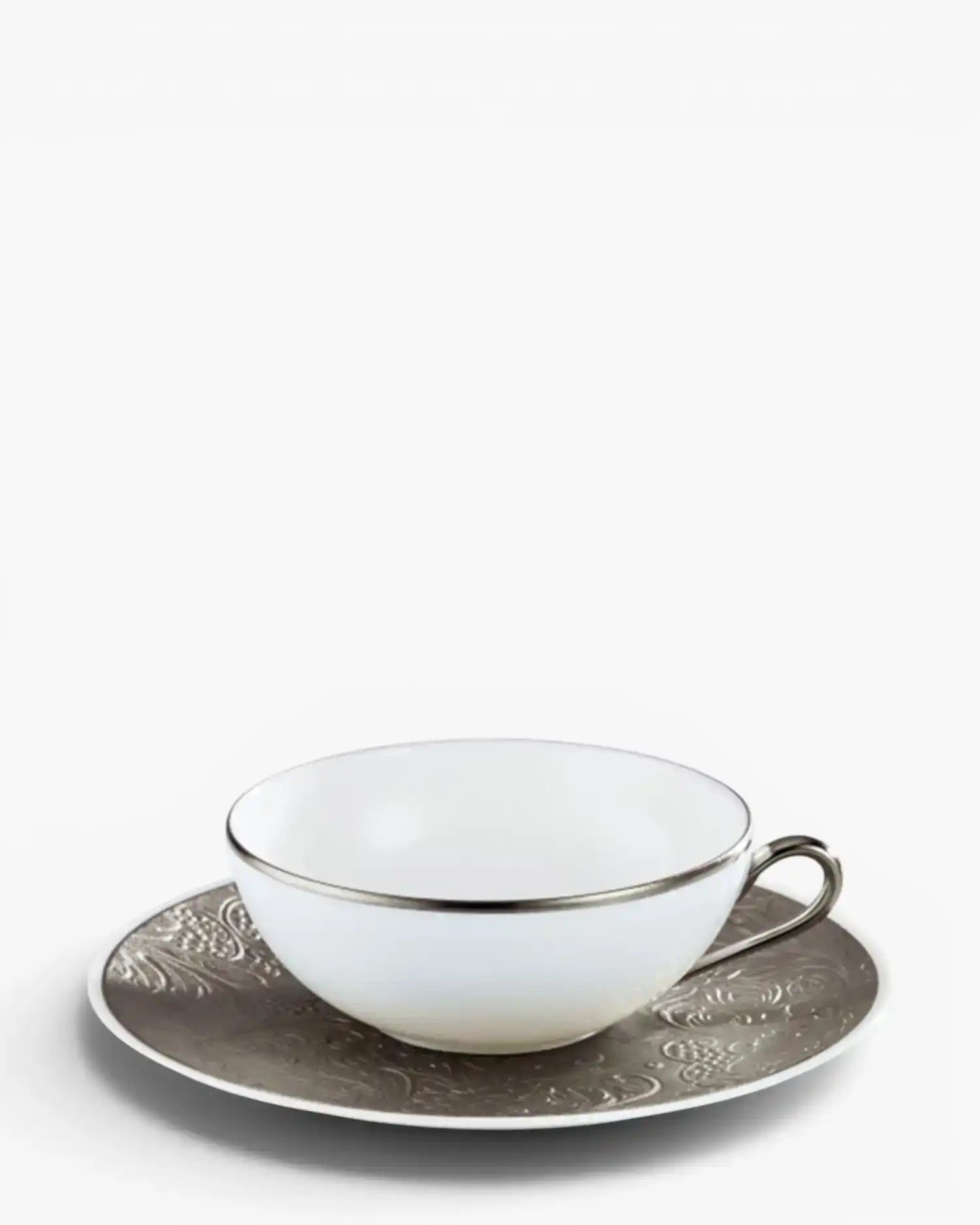 Raynaud Italian Renaissance tea cup extra with saucer in Limoges porcelain Platinum 22 cl - Buy now on ShopDecor - Discover the best products by RAYNAUD design