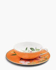 Raynaud Trésor Fleuri tea cup with saucer in Limoges porcelain with coloured decoration Orange Water Apple 22 cl - Buy now on ShopDecor - Discover the best products by RAYNAUD design