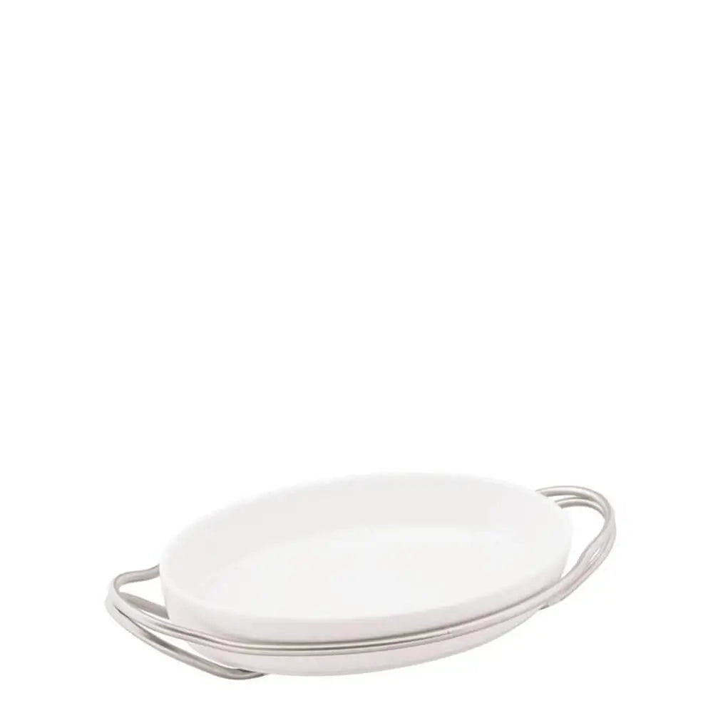 Sambonet New Living holder with oval dish Vintage steel 35 cm - 13.78 in - Buy now on ShopDecor - Discover the best products by SAMBONET design