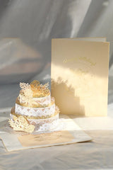 3D pop-up birthday cake greeting card by TRLab Shop featuring colorful paper art design and intricate pop-up cake details