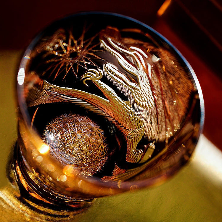 Edo Kiriko Handcrafted Soaring Dragon Whiskey Glass GoGlassCup