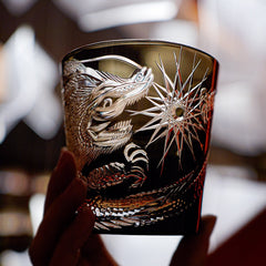 Edo Kiriko Handcrafted Soaring Dragon Whiskey Glass GoGlassCup