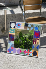Celestial Moonlight Garden mirror wall art featuring a moon and floral design, ideal for modern home decor.