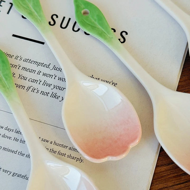 Ceramic Pink Begonia Cup & Saucer Set And Spoon - TRLab Shop