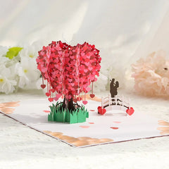 Love Heart Tree 3D pop-up paper art greeting card featuring a detailed love heart tree design, crafted by TRLab Shop.
