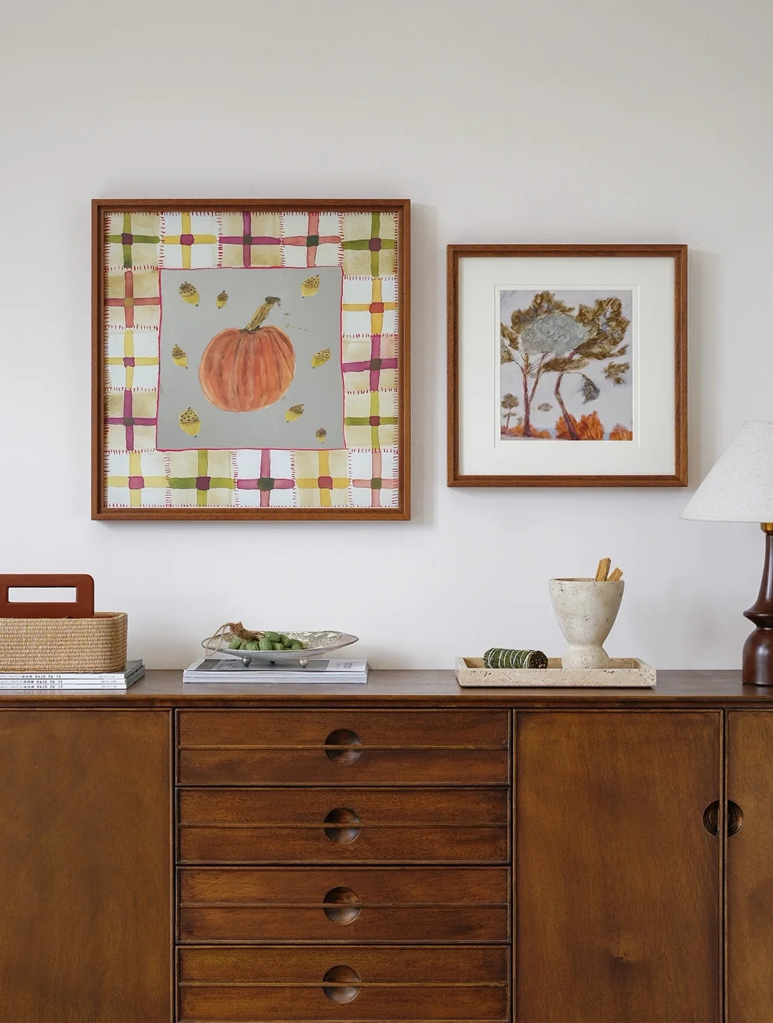 Autumn pumpkins mirror wall art by TRLab Shop featuring a decorative mirror with pumpkin design for seasonal home decor.