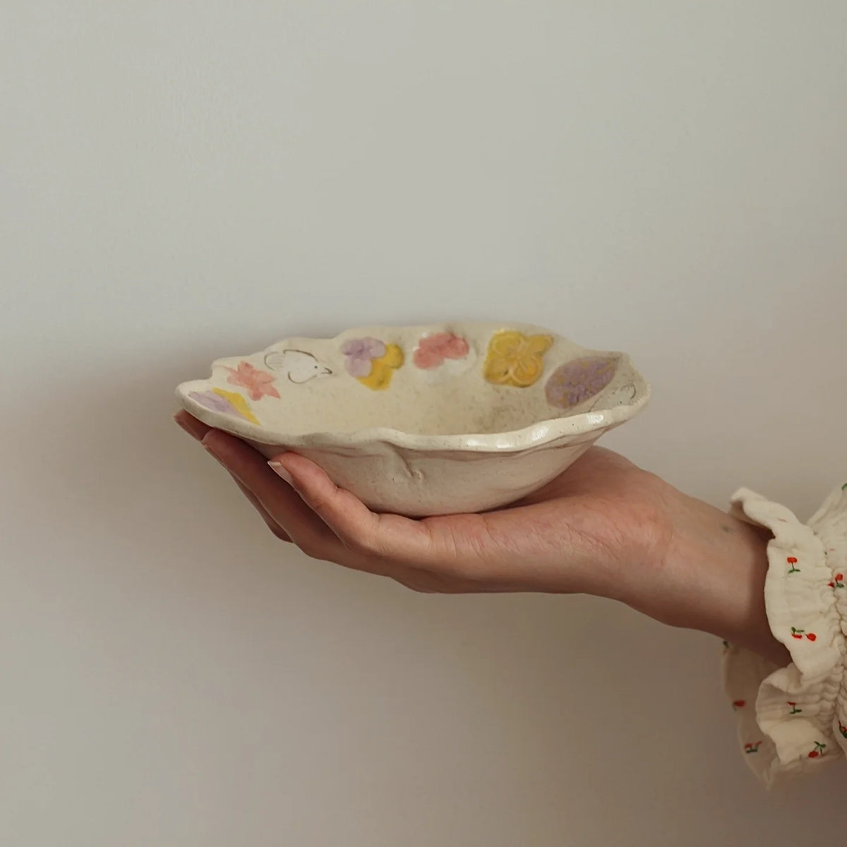 Flowers & Birds Coarse Pottery Hand-pinched Plate - TRLab Shop