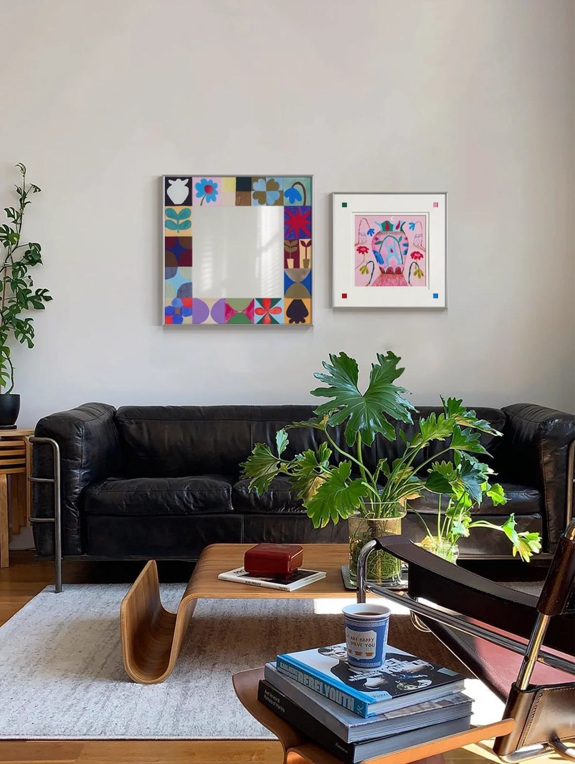 Celestial Moonlight Garden Mirror Wall Art by TRLab Shop featuring a decorative moon and garden scene in circular design