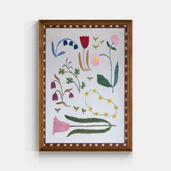 Elegant floral solid wood framed mirror wall art with intricate floral design, perfect for decorative wall accents.
