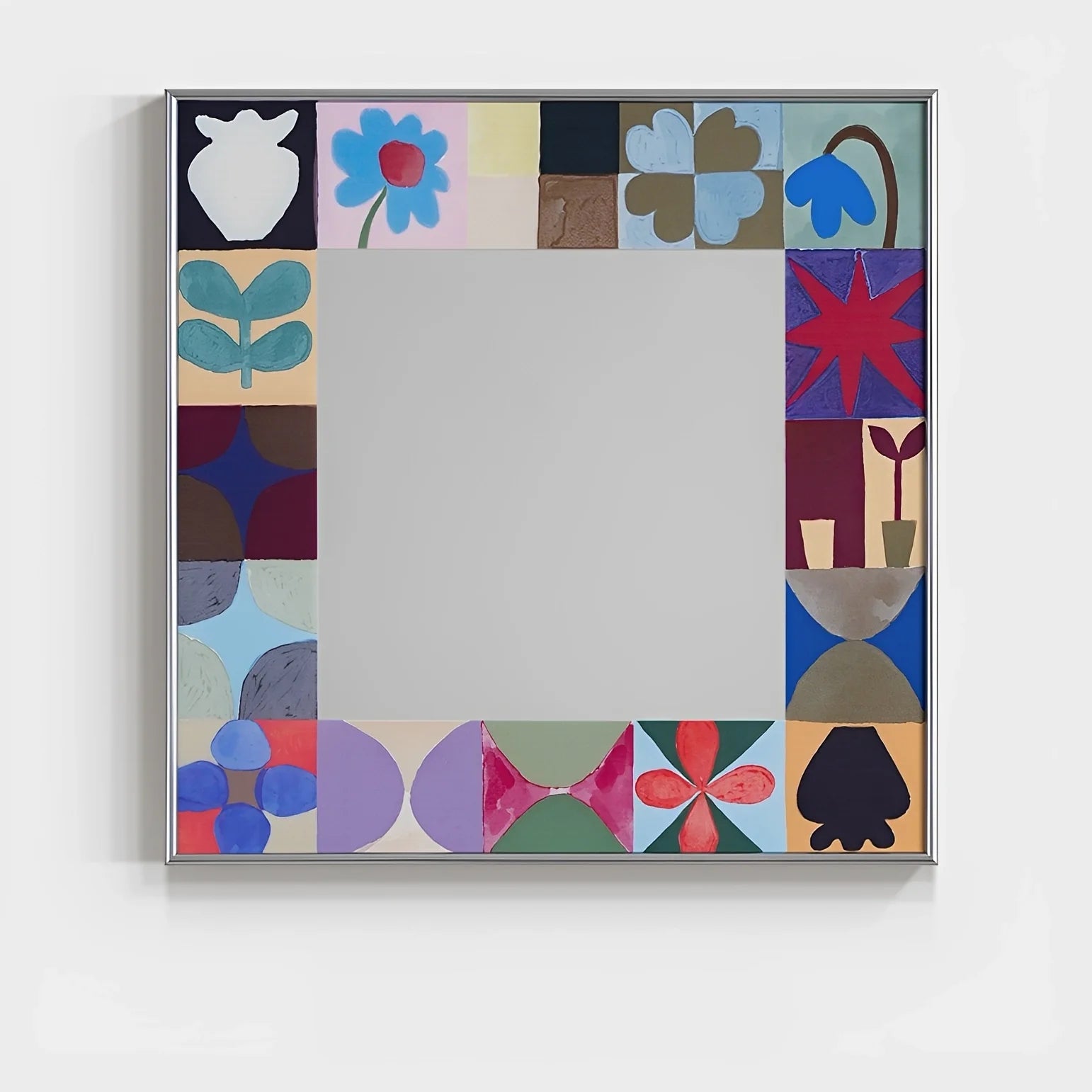 Celestial Moonlight Garden Mirror Wall Art featuring a moon and floral design in a decorative, artistic wall decor piece.