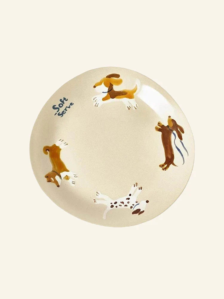Running Puppies Ceramic Plate - TRLab Shop