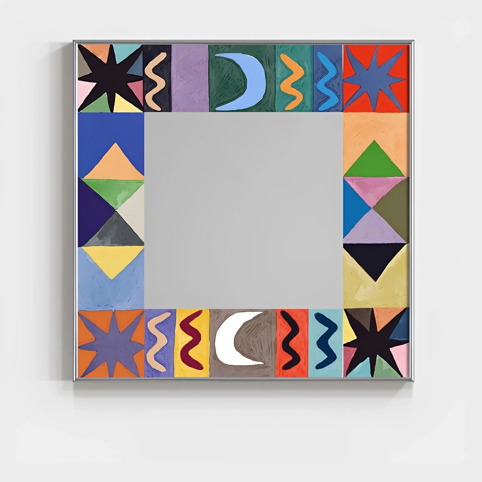 Celestial Moonlight Garden Mirror Wall Art featuring moon and floral design, decorative home decor piece with reflective surface.