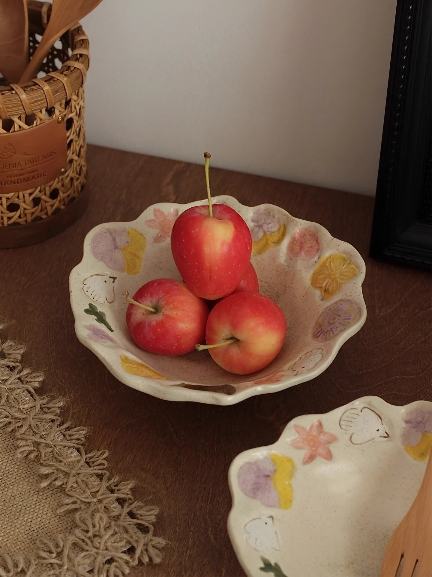 Flowers & Birds Coarse Pottery Hand-pinched Plate - TRLab Shop