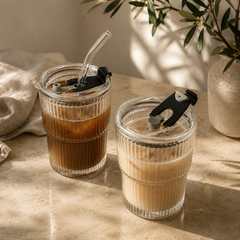 Ribbed textured glass tumbler