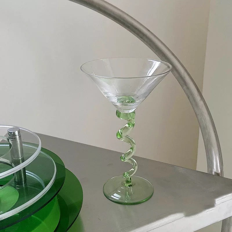 Spiral stem cocktail glass