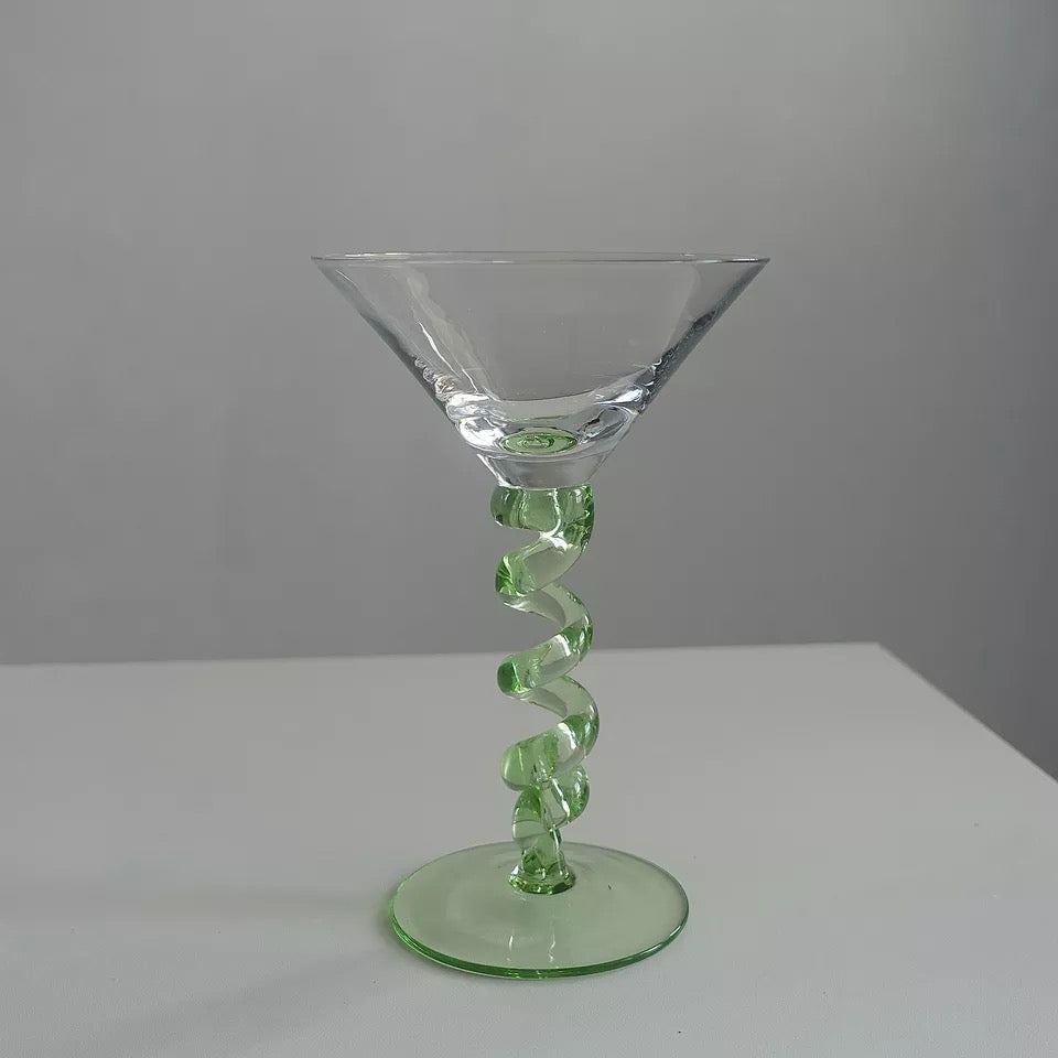Spiral stem cocktail glass