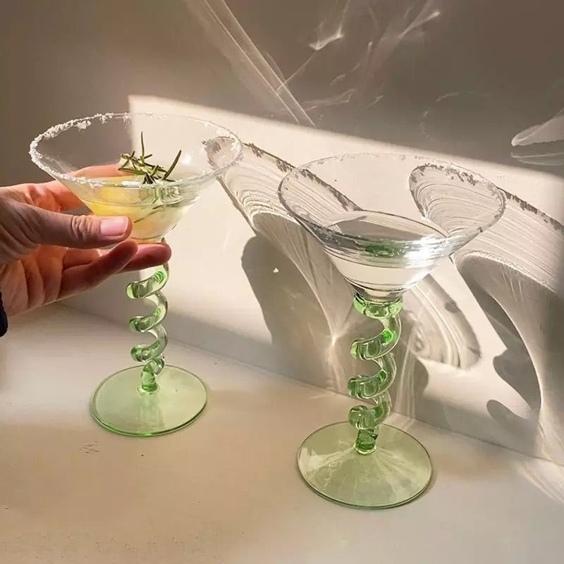 Spiral stem cocktail glass