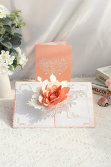 3D pop-up paper art greeting card with a rose design by TRLab Shop, featuring intricate layered paper craftsmanship.