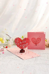 Love Heart Sakura 3D Pop Up Paper Art Greeting Card by TRLab Shop featuring intricate cherry blossom and love heart design