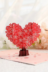 Love Heart Sakura 3D pop-up paper art greeting card by TRLab Shop featuring intricate cherry blossom and heart design.