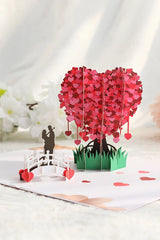 Love Heart Tree 3D pop-up paper art greeting card by TRLab Shop with intricate heart-shaped tree design and vibrant colors