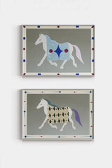 Bauhaus-style pony mirror wall art by TRLab Shop featuring geometric design and modern aesthetic on a plain background.