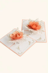 3D pop-up paper art greeting card featuring a detailed rose design, crafted by TRLab Shop.