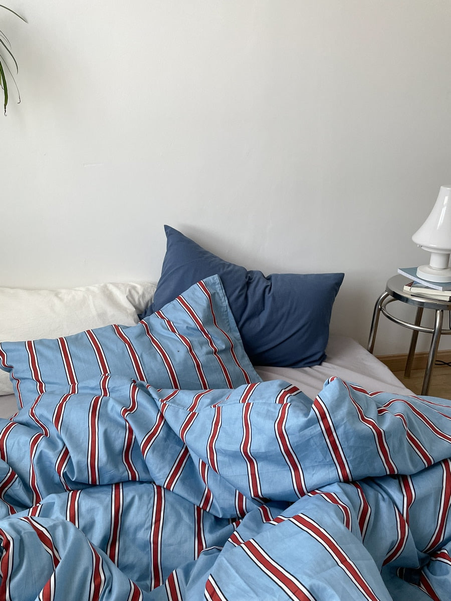 French stripe cotton sheet set
