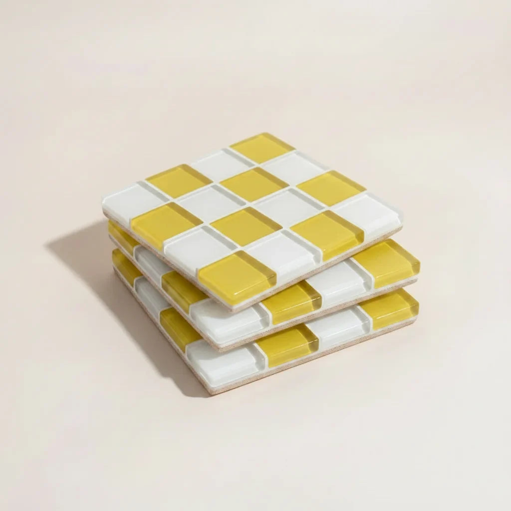 Pixel Checkered Tile Coasters-Letifly Lights and Decor