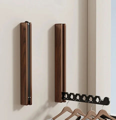 Wood Clothes Hanger Wall Mounted Drying Rack, Collapsible Design, and Invisible Clothing Organizer for Efficient Space Saving-Letifly Lights and Decor
