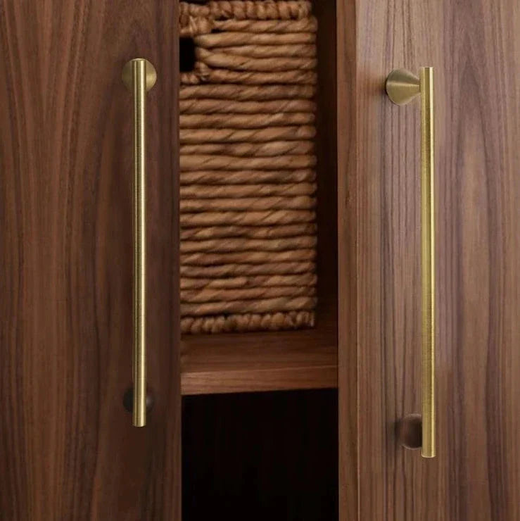Bronze Brass + Walnut Wood Cabinet Handle and Knob Drawer Knobs T Bar Bedroom Kitchen Cupboard Hardware / Drawer Handles-Letifly Lights and Decor