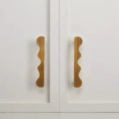 Brass Wave Shape Cabinet Handles Modern Drawer Pulls Gold/Black Furniture Handles for Kitchen Wardrobe Door-Letifly Lights and Decor