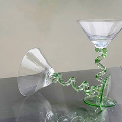 Spiral stem cocktail glass