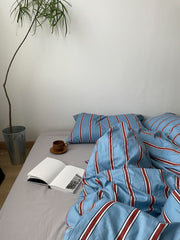 French stripe cotton sheet set