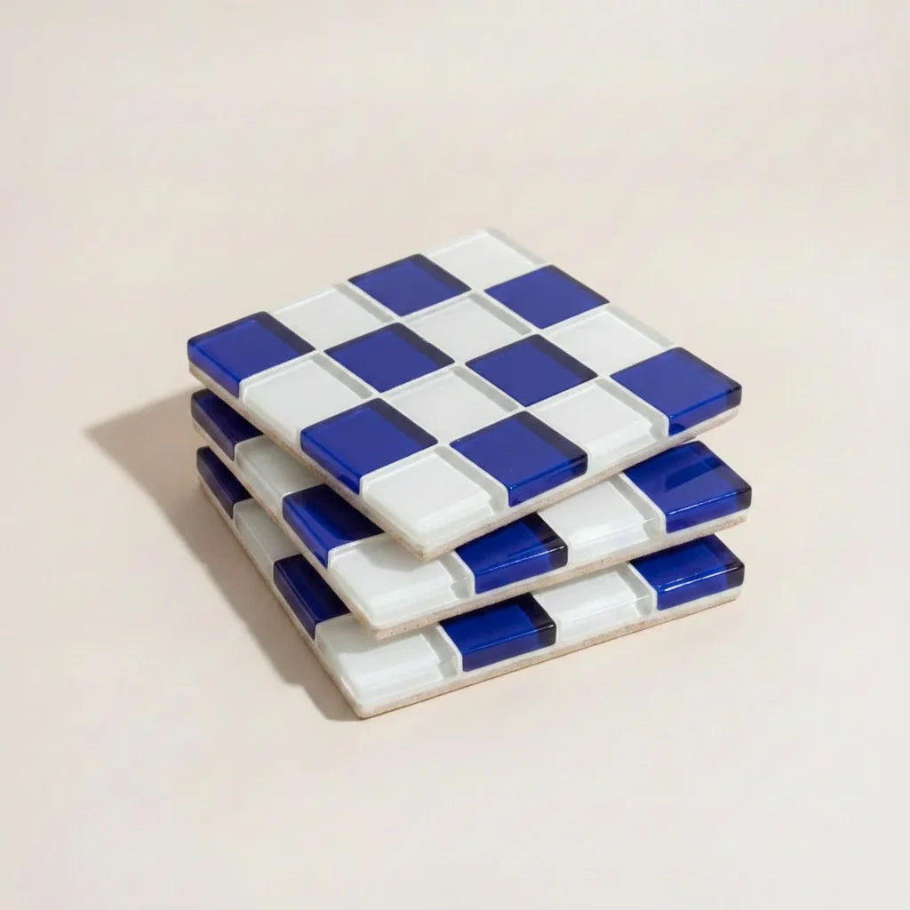 Pixel Checkered Tile Coasters-Letifly Lights and Decor