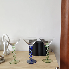 Spiral stem cocktail glass