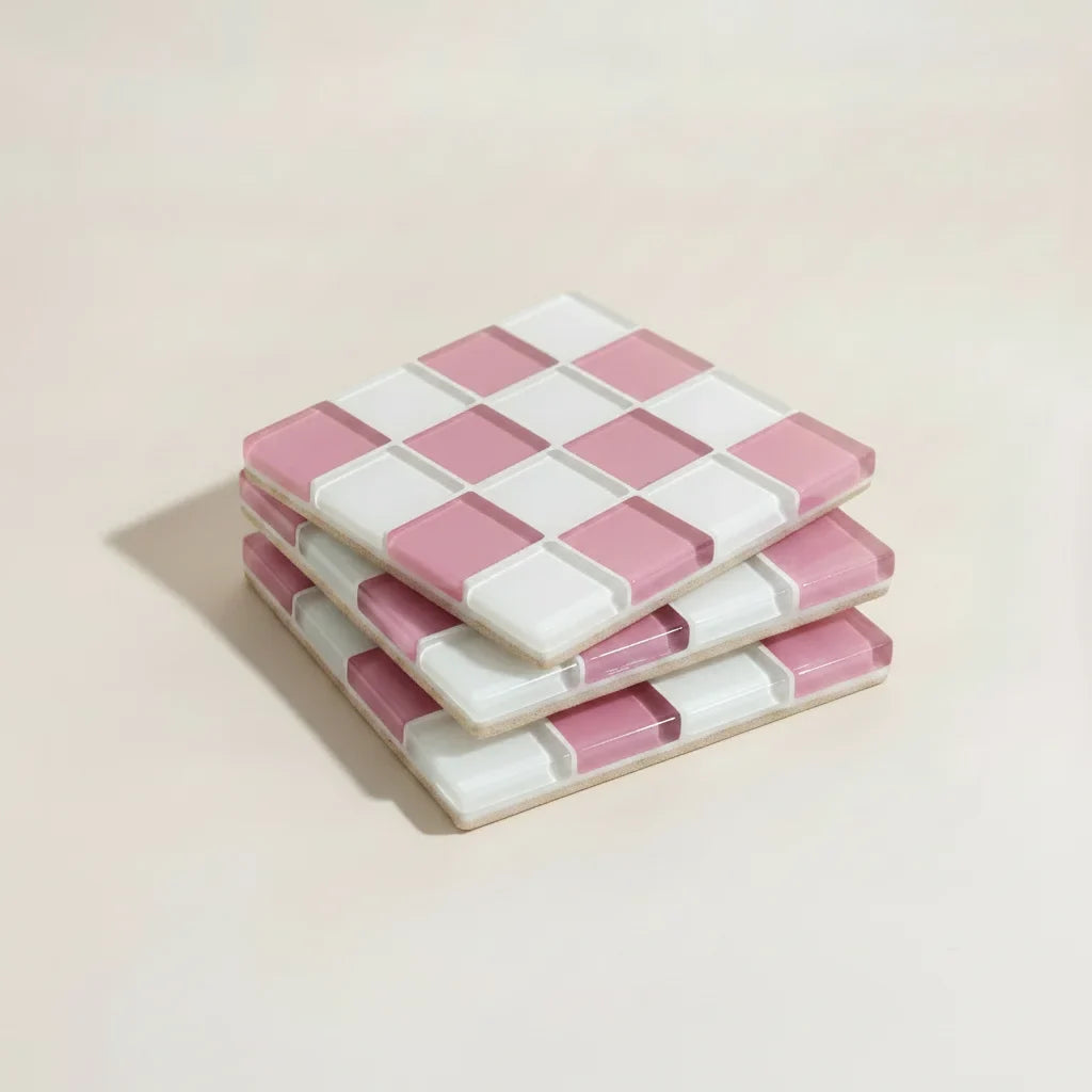 Pixel Checkered Tile Coasters-Letifly Lights and Decor