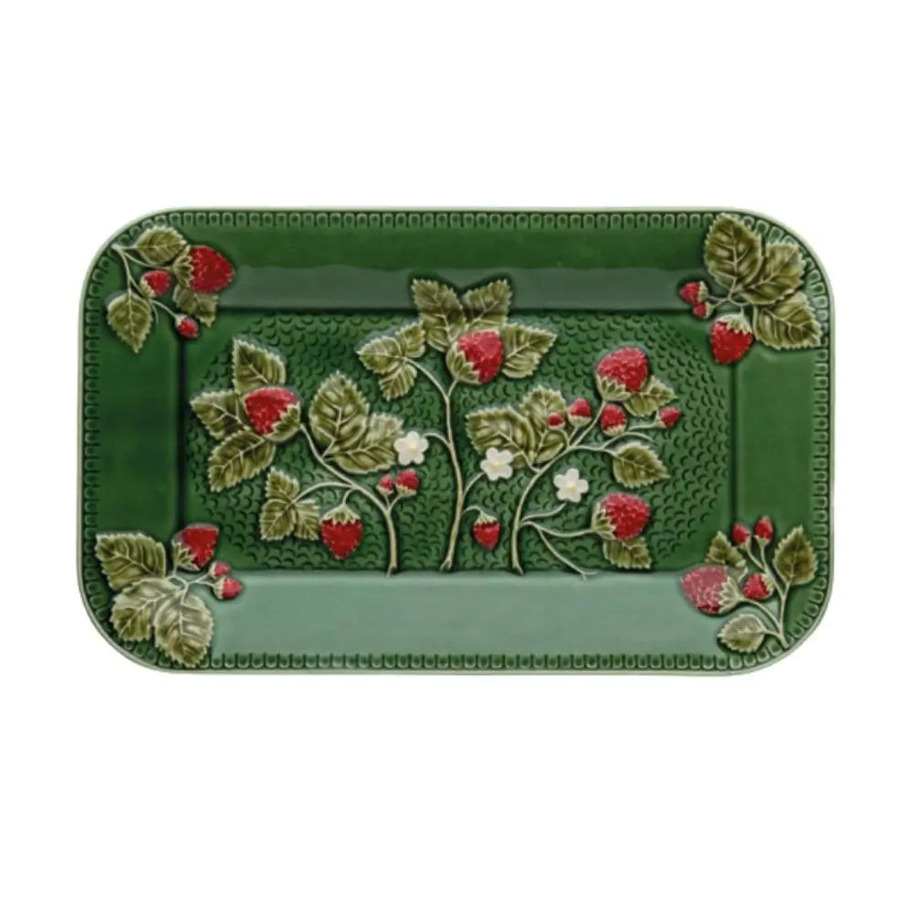 Bordallo Pinheiro Strawberry rectangular tray 34x21 cm. - 13.38x8.26 in. - Buy now on ShopDecor - Discover the best products by BORDALLO PINHEIRO design