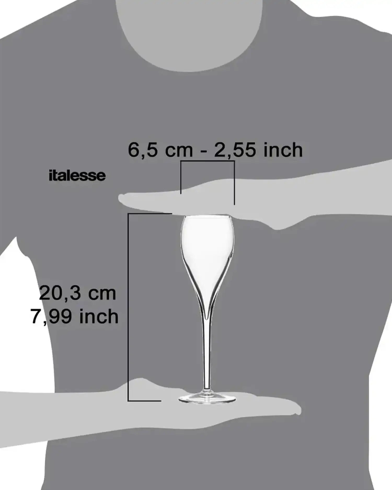 Italesse Prive Flûte set 6 champagne flûtes cc. 150 in clear glass