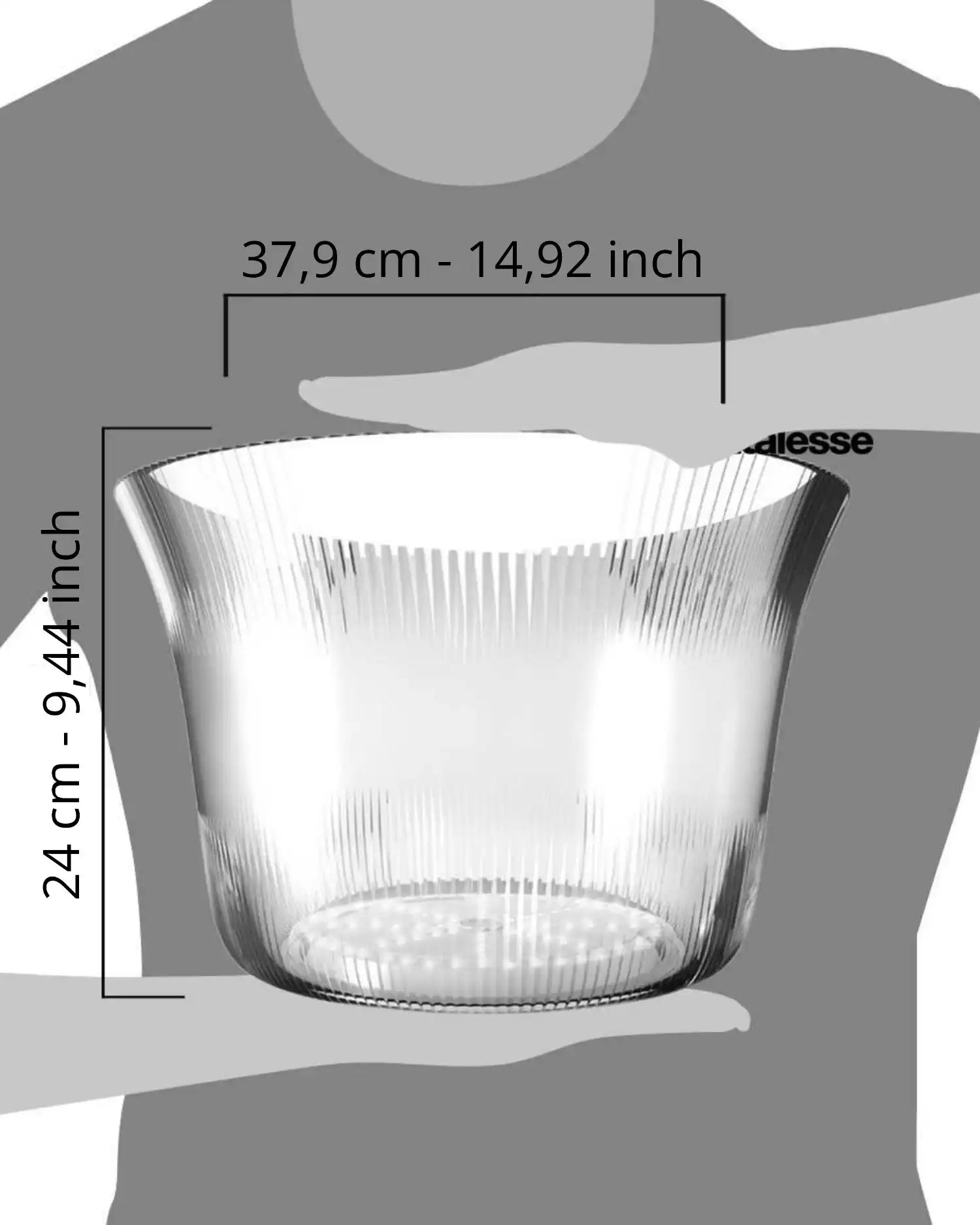 Italesse Set Plaza Bowl champagne bucket with LED lighting