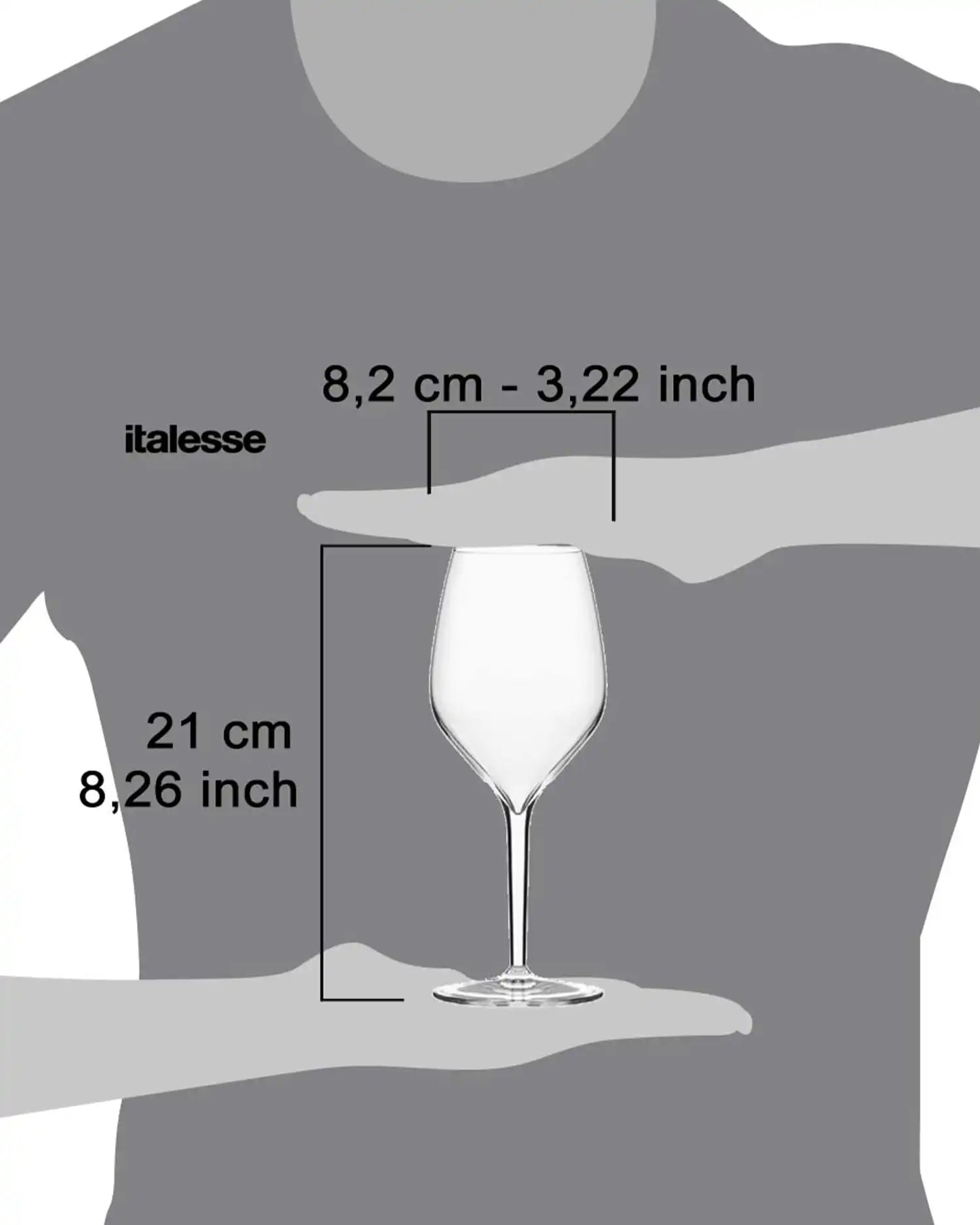 Italesse Vertical Medium set 6 wine glasses cc. 390 in clear glass