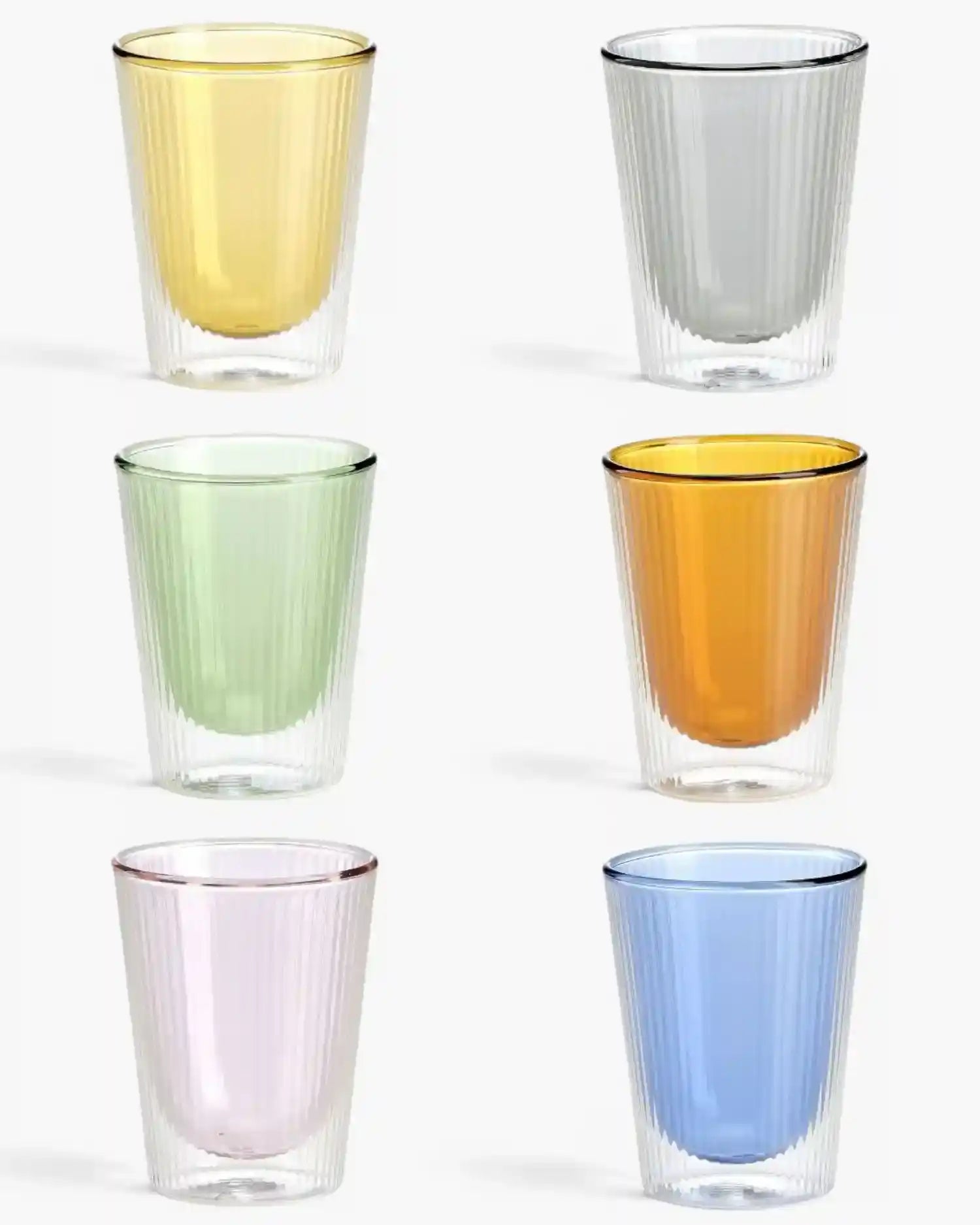 Ivv Narciso set 6 borosilicate glass tumblers colored mix Pleated Double-Walled - Buy now on ShopDecor - Discover the best products by IVV design
